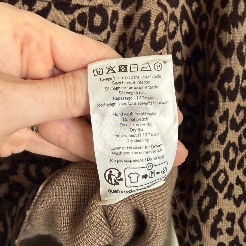 Sezane Merino Wool Betty Button Down Cardigan Leopard Size Small - Picture 8 of 8